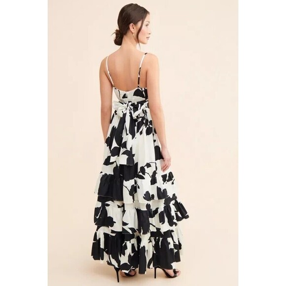 Anthropologie Hutch Guthrie Sleeveless Floral V-Neck Slit Satin Maxi Dress Sz 8 - Picture 7 of 9